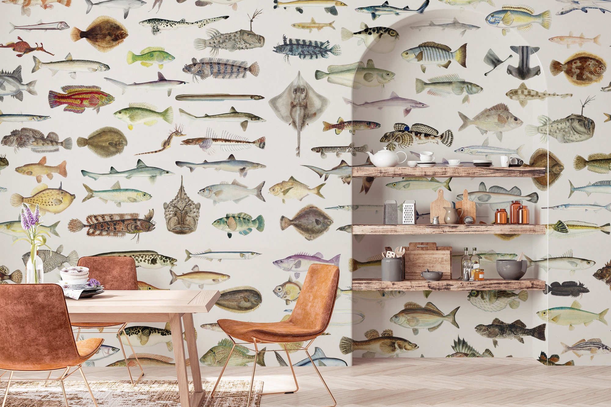 Fish Wallpaper Peel and Stick Vintage Fish Wall Mural - Etsy Fish Wallpaper Peel and Stick Vintage Fish Wall Mural - Etsy