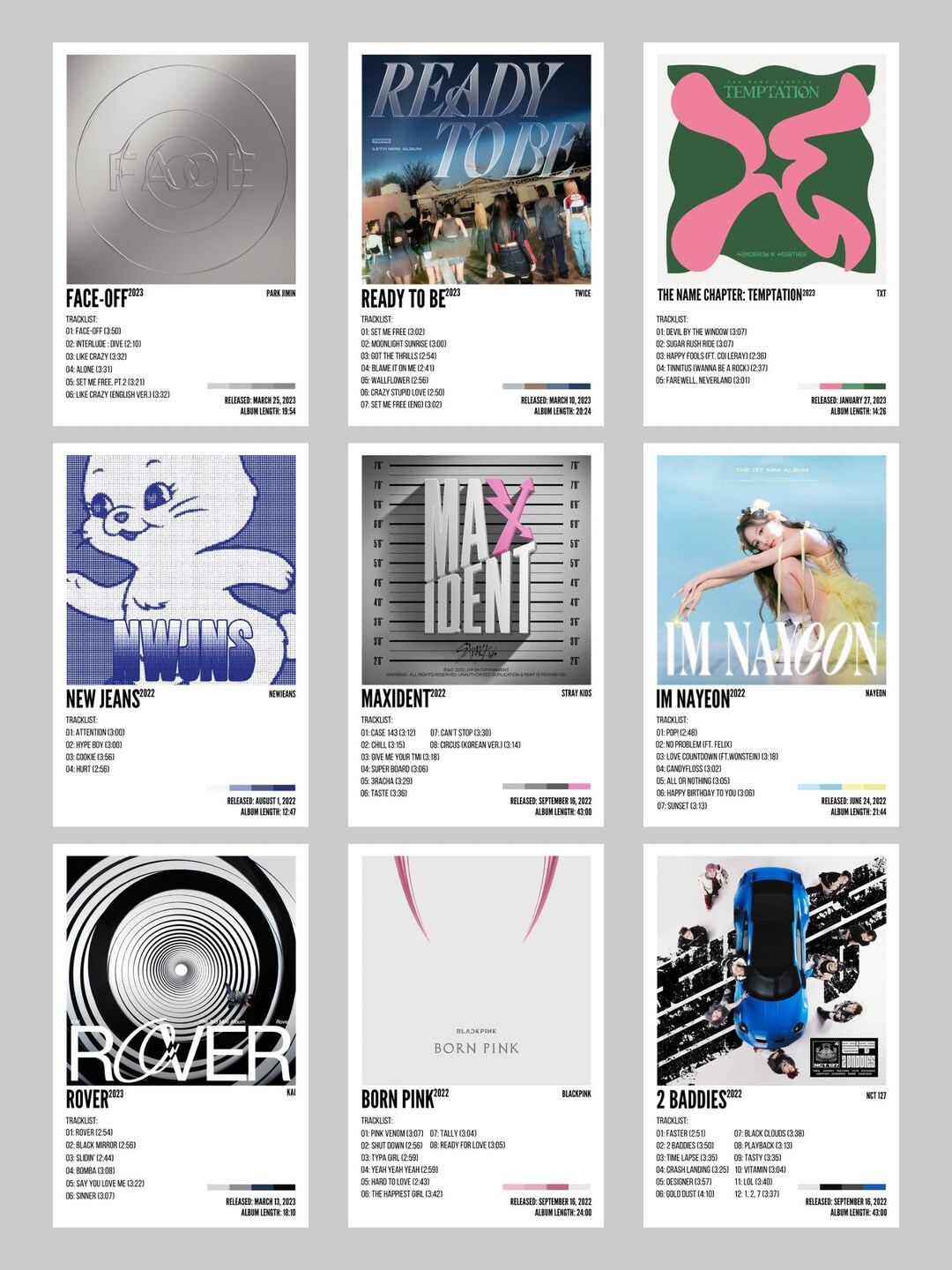 K-POP Album Cover Minimalist Posters Set a - Etsy