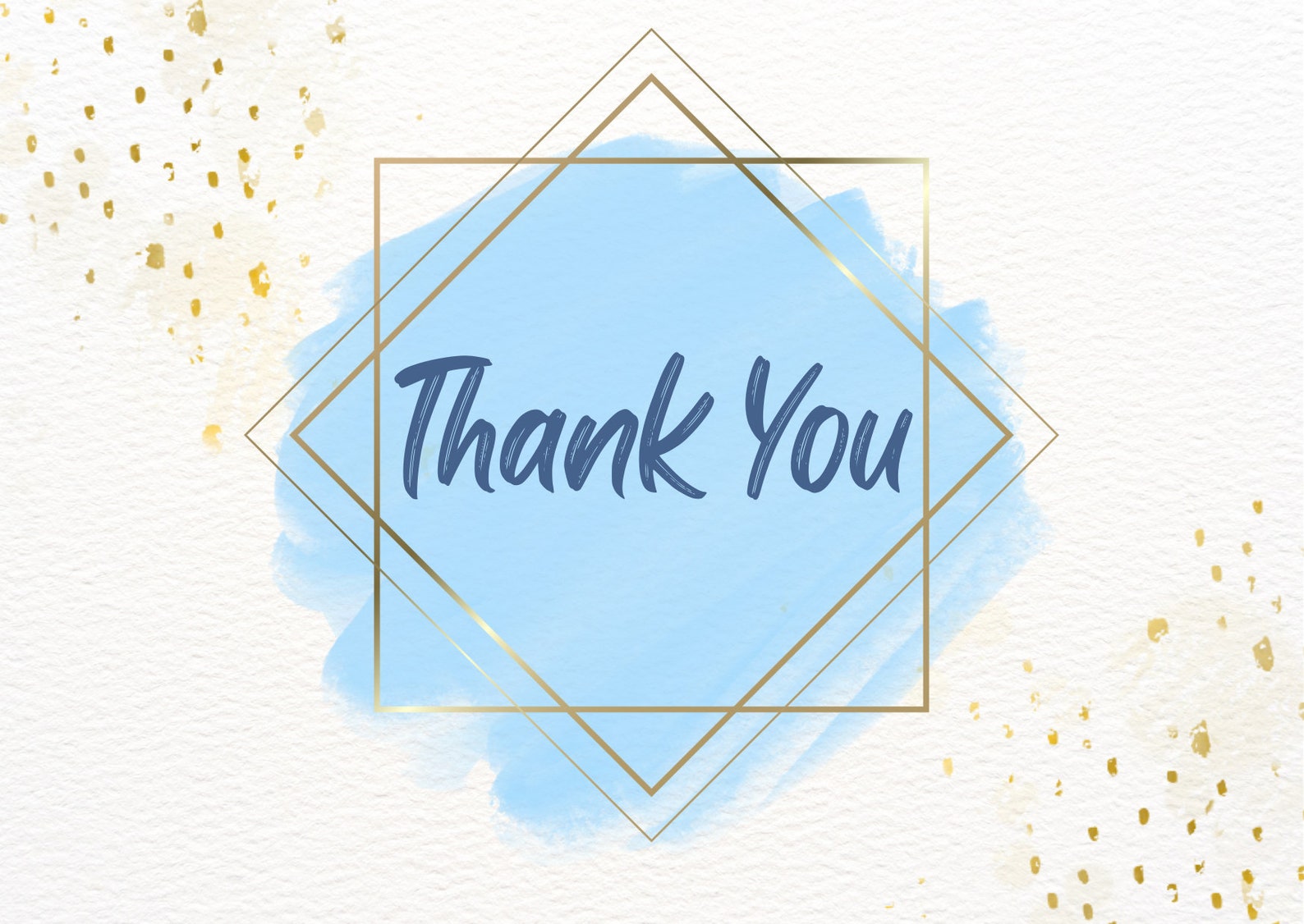 Thank You Card - Blue and Gold - Etsy