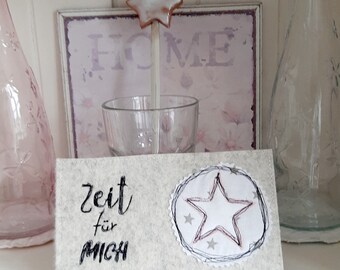 Set aus mug rug, "Zeit für mich" und Löffel für Latte macchiato