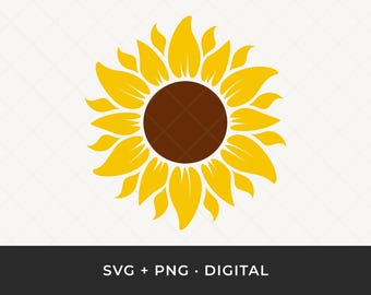 Słonecznik SVG: Clipart z konturem kwiatów, wycinany laserowo wzór kwiatu dla Cricut i Silhouette