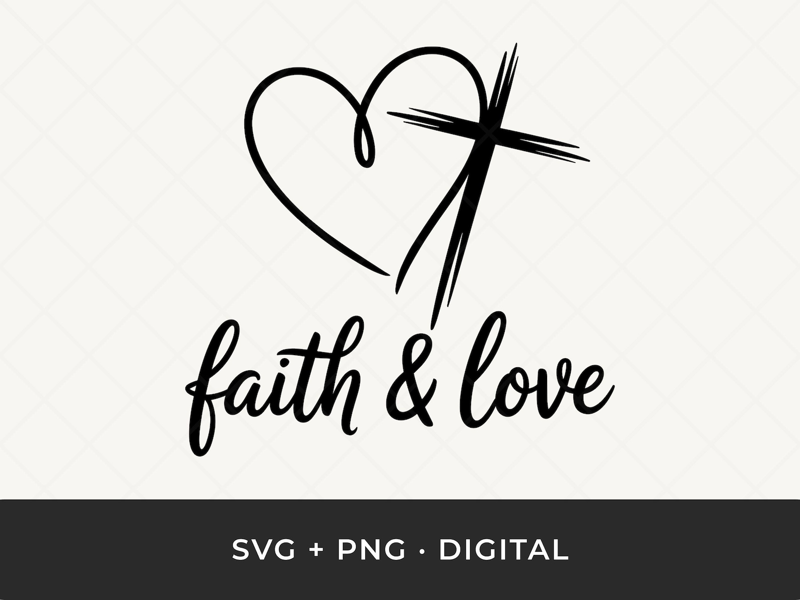 Faith Love SVG: Heart Cross Christian Inspirational Cut File for Cricut ...