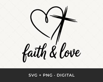 Faith Love SVG: Heart Cross Christian Inspirational Cut File for Cricut