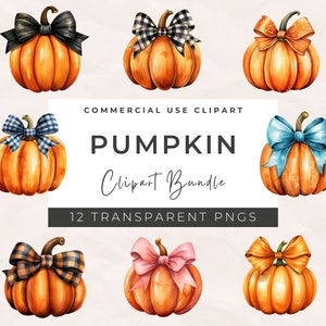 Watercolor Halloween Pumpkin Clipart: PNG Fall Bundle (Digital Download)