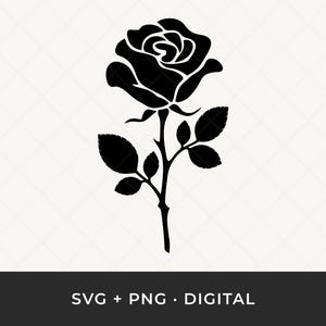 Rosblomma SVG: Födelseblommig Clipart, laserskuren kontur för Cricut och Silhouette