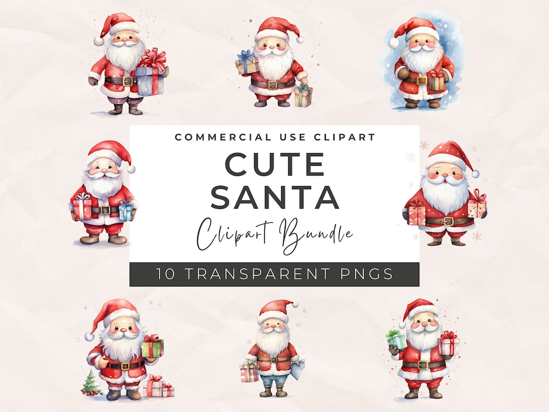 Watercolor Santa Clipart – Christmas PNG Images (digital Download) - Etsy
