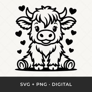 Highland Cow SVG: Doodle Line Art Cut File for Cricut and Silhouette