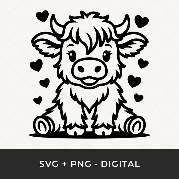 Highland Cow SVG: Doodle Line Art Cut File for Cricut and Silhouette