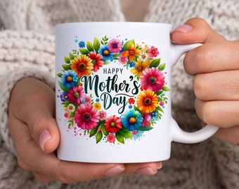 Floral Mother's Day Mug Template: 11oz & 15oz PNG (Digital Download)