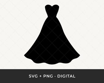 Trouwjurk silhouet SVG: bruids clipart, jurk vector gesneden bestand voor Cricut