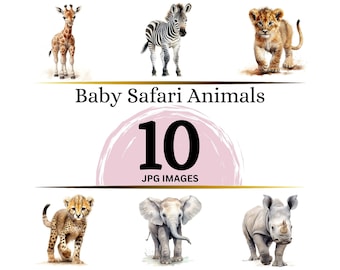 Aquarell Baby Safari Tiere Clipart: Kinderzimmer Kunst (digitaler Download)