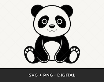 Panda SVG: Cartoon Animal Clipart, Baby Panda Cut File for Cricut and Silhouette
