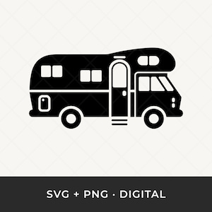 Campervan SVG PNG: Road Trip RV Clipart, Camping Cut File for Cricut and Silhouette