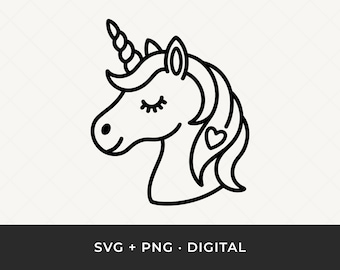 Unicorn SVG: Outline Head Cut File with Heart Detail for Cricut and Silhouette