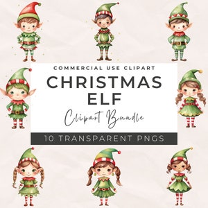 Aquarel kerstelfen clipart - kerst elf jongen en meisje elf brieven clipart, elf elfen clipart, digitale download