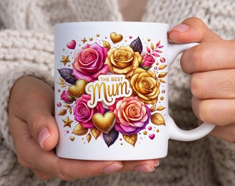 Floral Heart Mum Mug Wrap Template (Digital Download