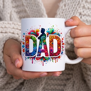 Watercolor Dad Mug Wrap, 11oz & 15oz Mug Template, Popular Fathers Day Mug Sublimation Design, Mug Wrap Template, Digital Download PNG