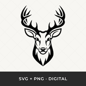 Deer Head SVG: Buck Silhouette Clipart, Hunting Vector Cut File