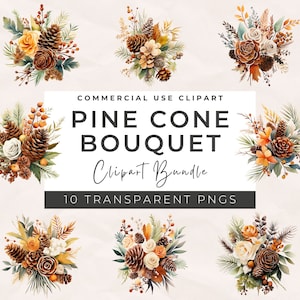 Aquarelle de pomme de pin Bouquets Clipart PNG - bouquet d'automne fleurs d'automne, arrangement automne, automne Wedding Planner Clipart Cottagecore