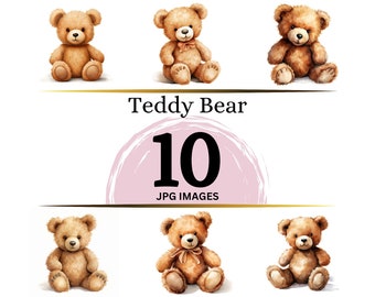 Teddy Bear Clipart – 10 JPGs, Scrapbook & Wall Art (Digital Download)