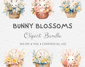Bunny Floral Clipart: Adorable PNG Graphics (Downloadable)