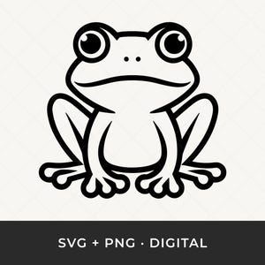 Frog SVG: Cartoon Frog Outline Clipart, Animal Cut File for Cricut and Silhouette
