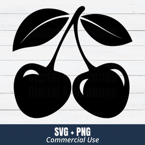 Ciliegia SVG: Silhouette di frutta Clipart, File di taglio contorno estivo per Cricut