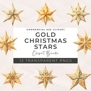 Aquarell Gold Weihnachten Stern Clipart - Niedliche Weihnachten Gold Stern Clipart, Weihnachten Stern Gold, Stern Clipart, Frohe Weihnachten PNG, Goldene Weihnachten
