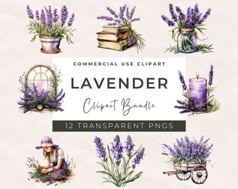 Watercolor Lavender Clipart: Provence Floral PNG Bundle (Digital Download)