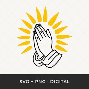 Praying Hands SVG: Christian Religious Clipart, Faith Cut File for Cricut & Silhouette