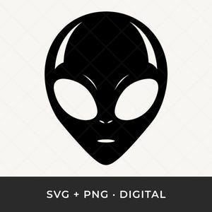 Alien Face SVG: Utomjordiskt huvud Clipart, vektorklippfil för Cricut och Silhouette