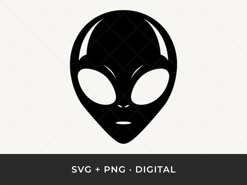 Alien Face SVG: Extraterrestrial Head Clipart, Vector Cut File for ...