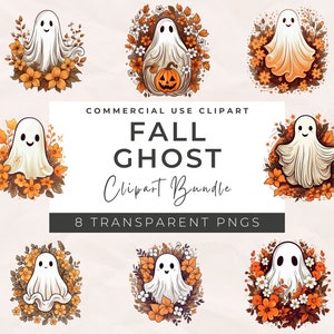 PNG de Halloween, fantasma espeluznante, diseño de sublimación de otoño, PNG de otoño, calabazas, PNG de hojas, sublimación de acuarela, descarga instantánea, demonios