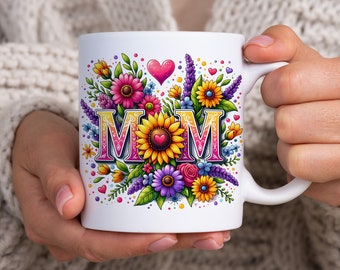 Mom Sunflower Mug Wrap, Mother's Day Gift, Sublimation Design (Digital Download)
