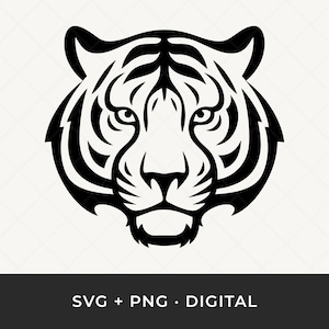 Tiger Head SVG: Wild Animal Outline Clipart, Tiger Cut File for Cricut