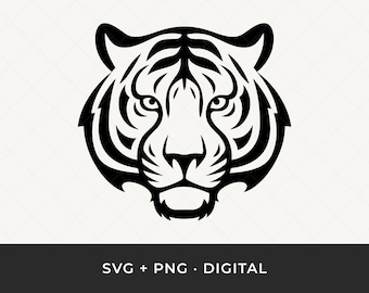 Tiger Head SVG: Wild Animal Outline Clipart, Tiger Cut File for Cricut