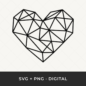Geometrisches Herz SVG: Minimalistische Linie Kunst, Umriss geschnitten Datei für Cricut oder Silhouette