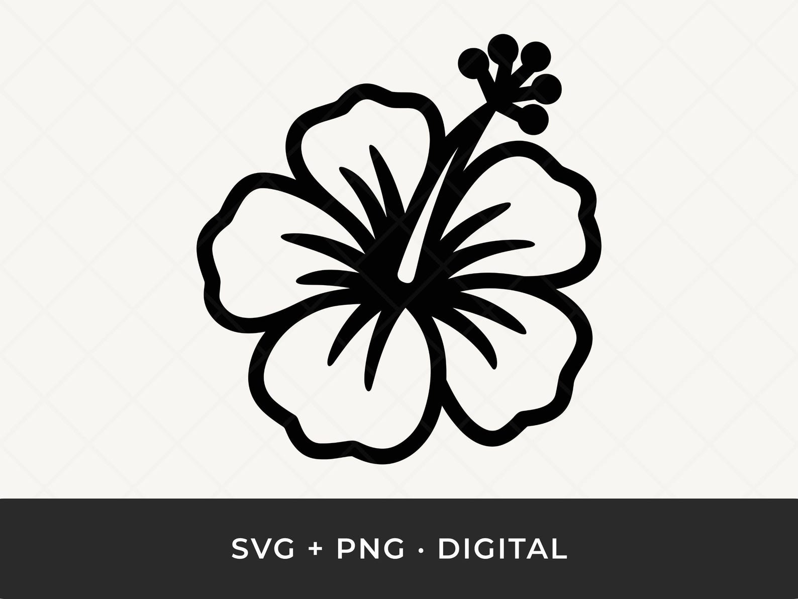 Hibiscus Flower SVG: Tropical Botanical Cut File for Cricut and ...
