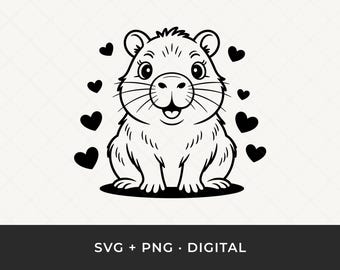 Capybara SVG PNG : fichier de découpe de contour de dessin animé pour Cricut