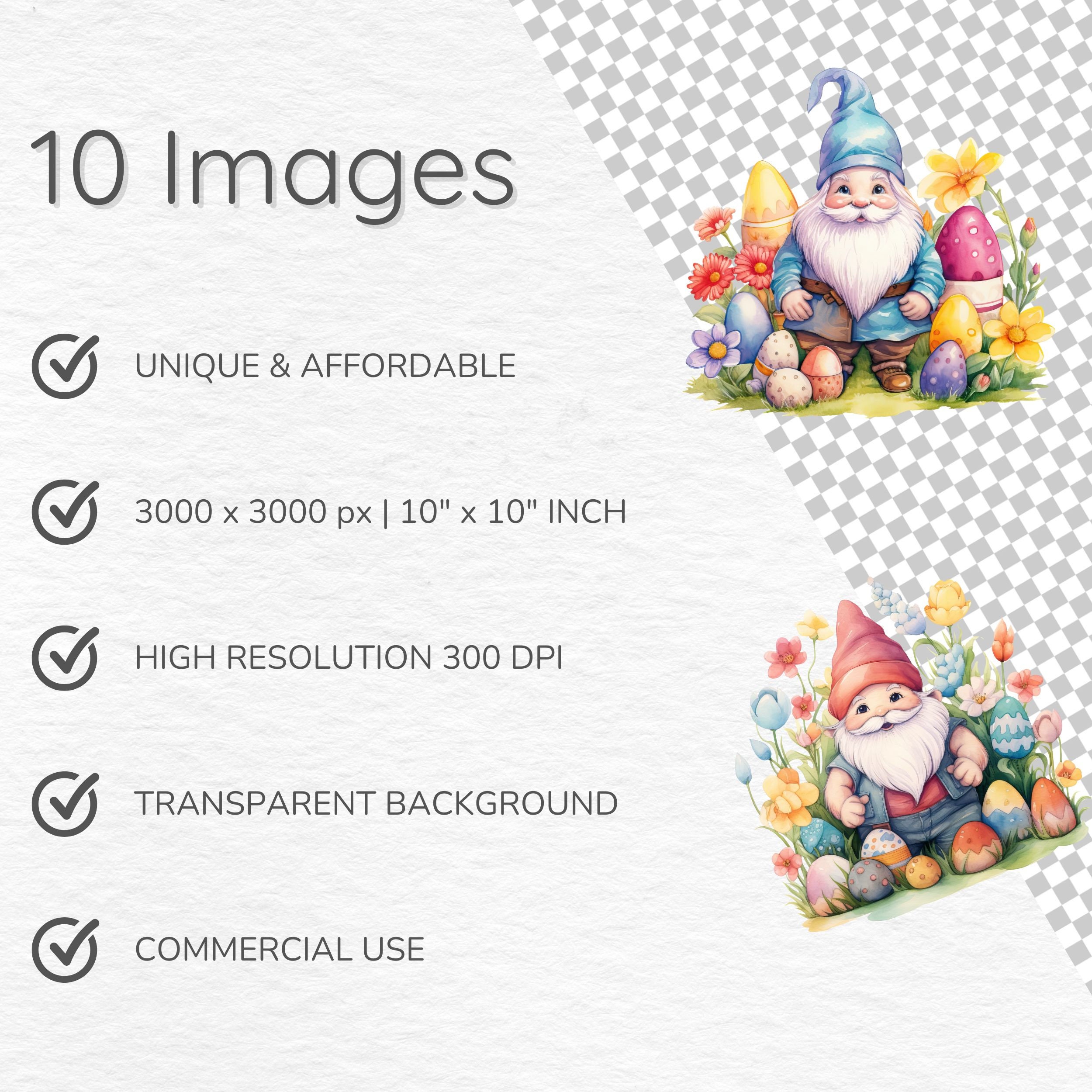 Watercolor Easter Gnomes Clipart: Floral Spring PNG Graphics (digital ...