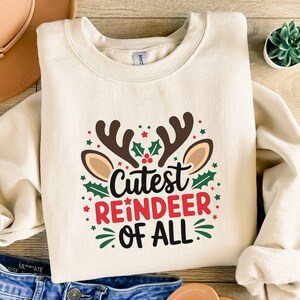Cutest Reindeer PNG: Xmas Graphics, T-Shirt Design (Digital Download)