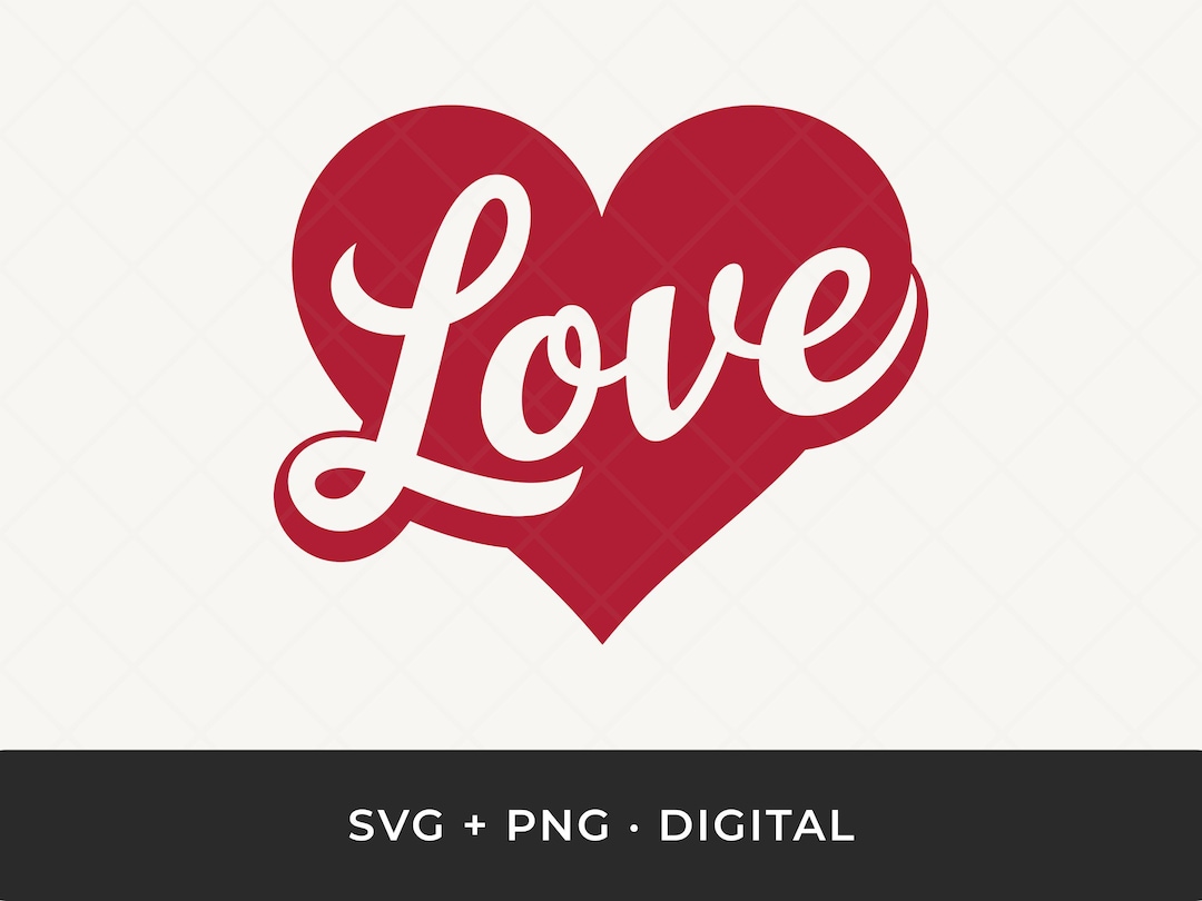 Love Heart SVG: Cursive Script, Laser Cut File - Etsy