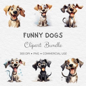 Funny Dog Clipart Bundle - Funny Dog Face, Bundle Dog Clipart, Funny Dog Graphics, Commercial Use, Digital Download, Scrap Book