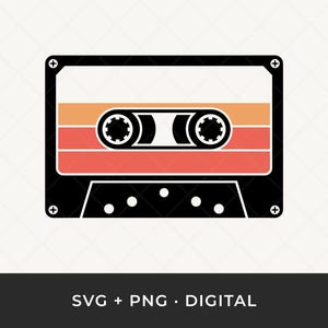 Retro Cassette Tape SVG PNG: 80s 90s Music Clipart, Mixtape Cut File for Cricut