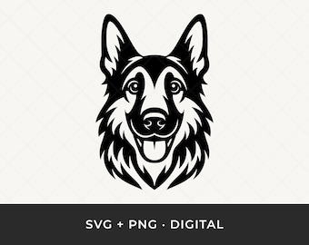 German Shepherd SVG: Dog Breed Face Decal Cut File for Cricut and Silhouette