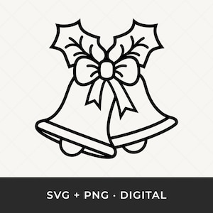 Christmas Bells SVG PNG: Decorative Holiday Clipart, Cricut Silhouette Cut File