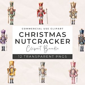 Clipart de quebra-nozes de Natal em aquarela - Junk Journal, planejador digital de Natal, imagens de colagem, artesanato em papel digital