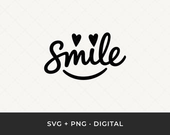 Smile SVG: Heart Script Word Art Cut File for Cricut and Silhouette