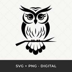 Owl SVG: Forest Animal Silhouette Clipart, Owl Outline Cut File for Cricut