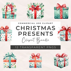 Aquarell Weihnachtsgeschenkboxen Clipart, Weihnachtsgeschenke Clipart, Weihnachten verpackte Geschenke, Geschenke Clipart, Frohe Weihnachten PNG